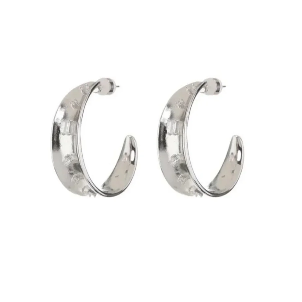 Luv Aj Crystal Statement Hoop Earrings in Silver Tone New - Picture 1 of 2
